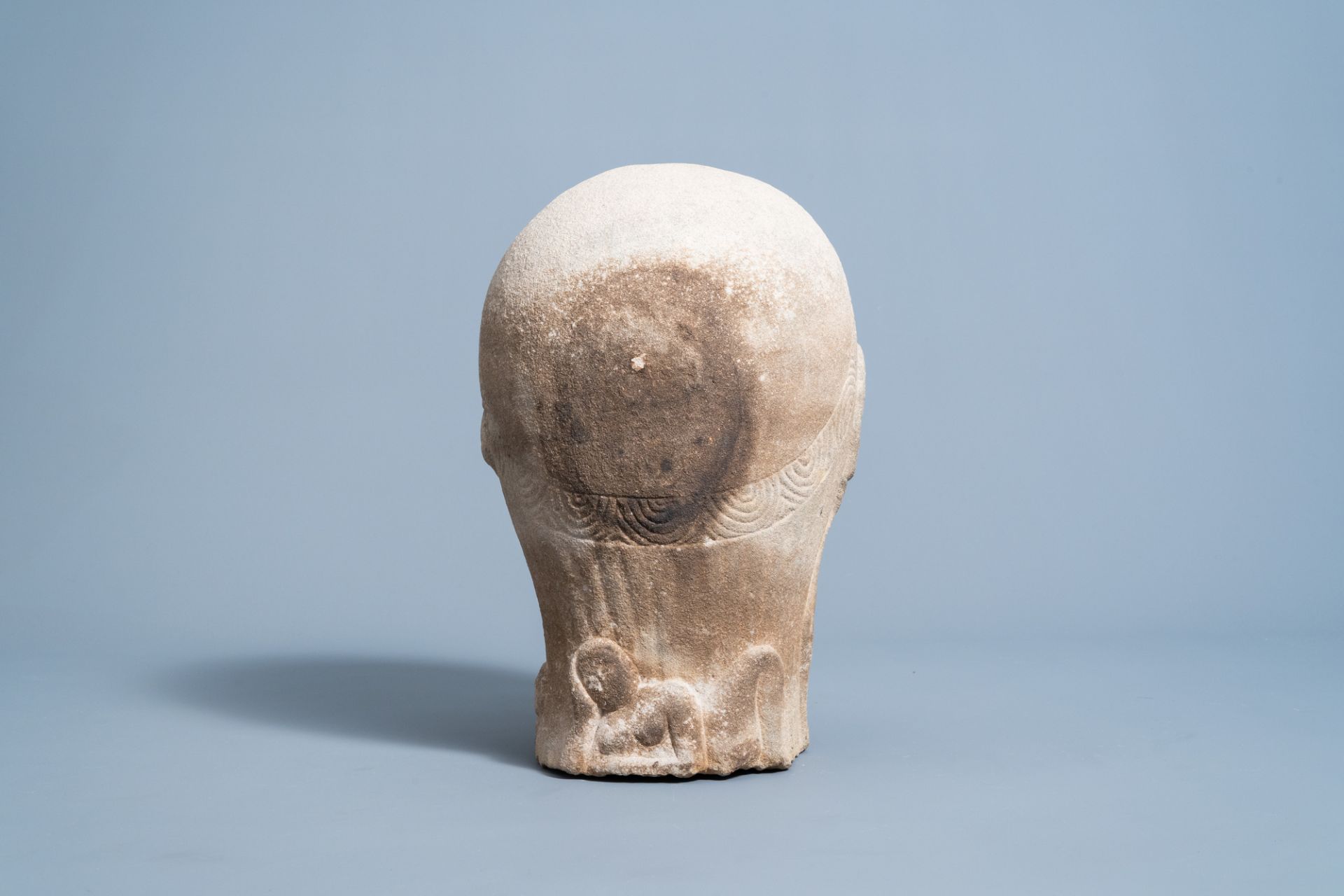 A Japanese stone head of a man formed by naked female bodies, Meiji, 19th/20th century - Image 3 of 6