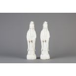 Two Chinese blanc de Chine Dehua figures of Guanyin, 18th/19th C.