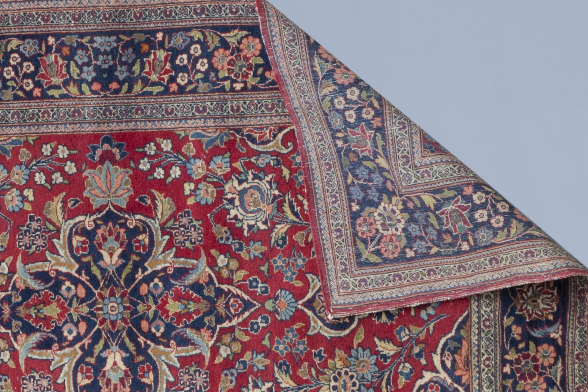 A Persian Mashad rug and a Turkish Kayseri rug with floral design, wool and wool and silk on cotton, - Image 3 of 4