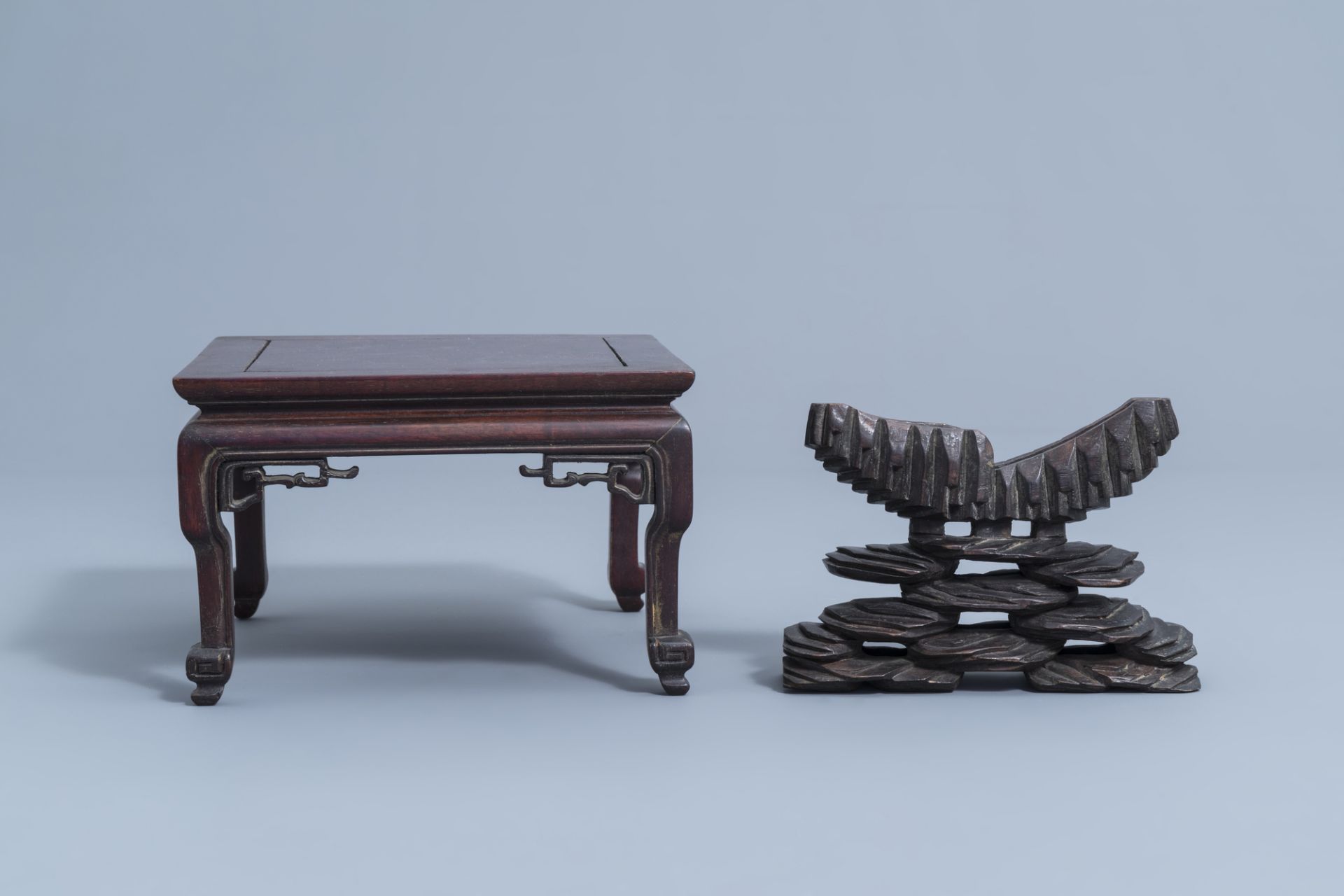 A collection of Chinese carved wooden stands, 19th/20th C. - Image 14 of 25