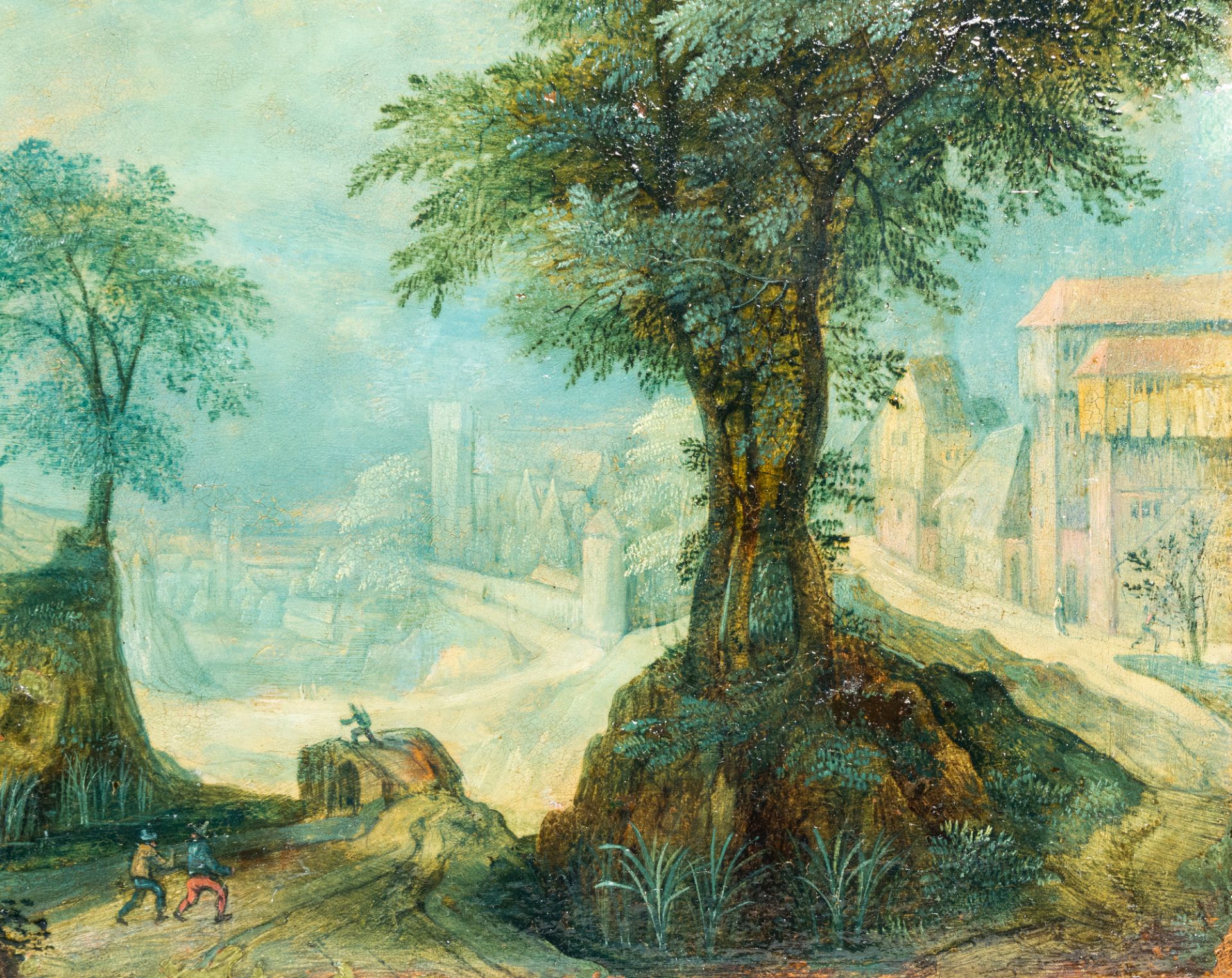 Attributed to Anton Mirou (1578-1621/1627): An animated village landscape, oil on copper - Image 9 of 9