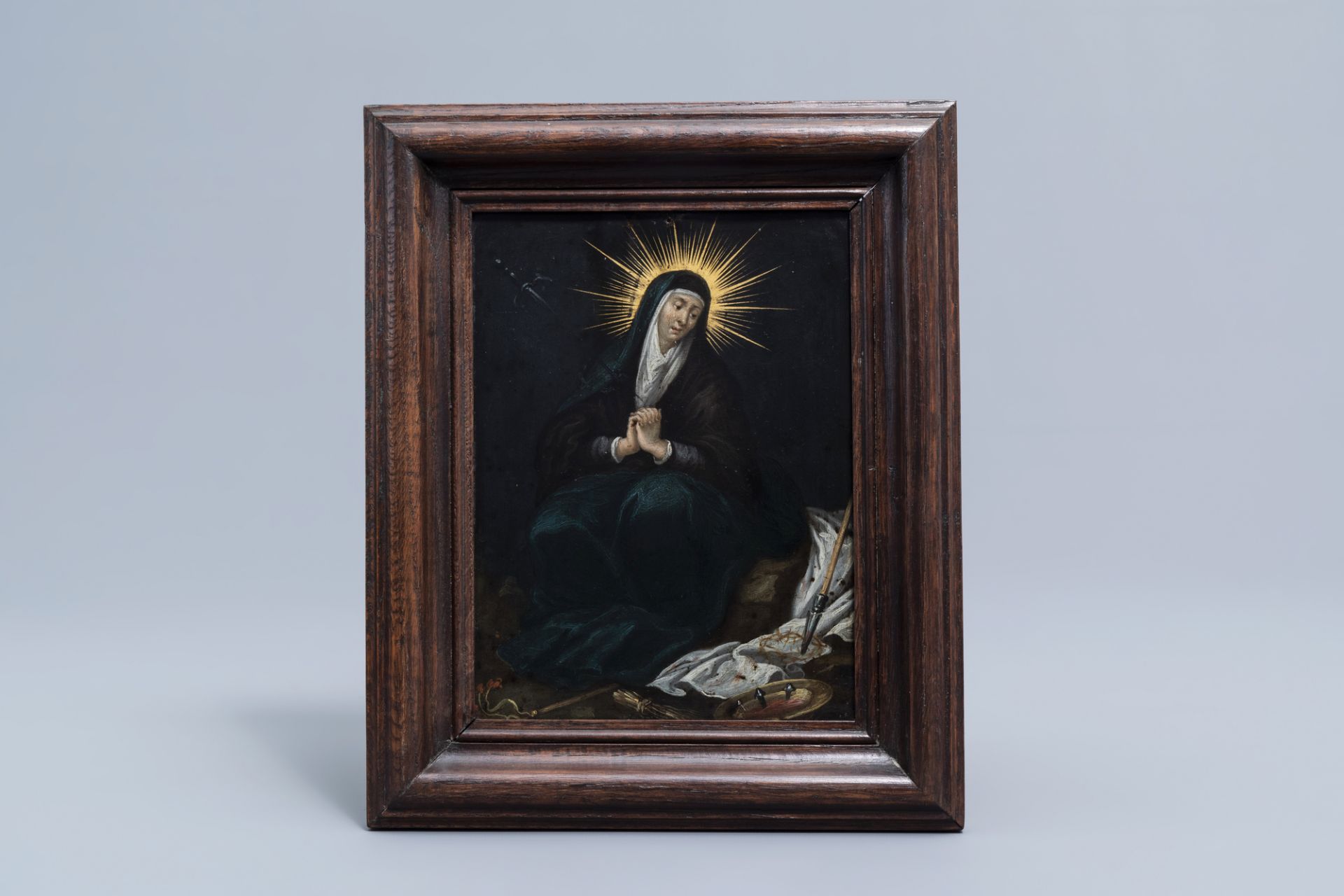 Flemish school: Mother of Sorrows, oil on copper, 17th C. - Image 2 of 4