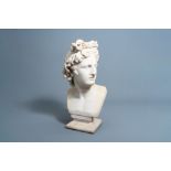 Italian school, after the antique: Bust of the Apollo Belvedere, white marble, ca. 1800