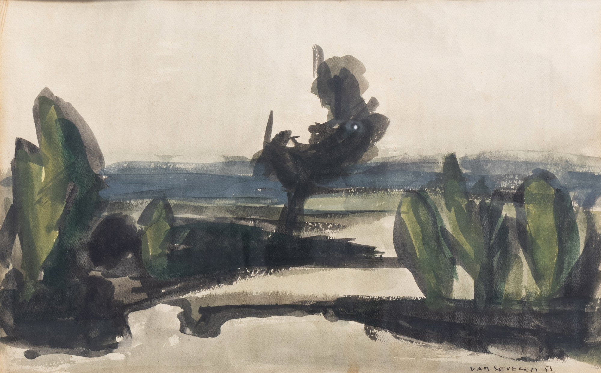 Dan Van Severen (1927-2009): A landscape, watercolour on paper, dated (19)53