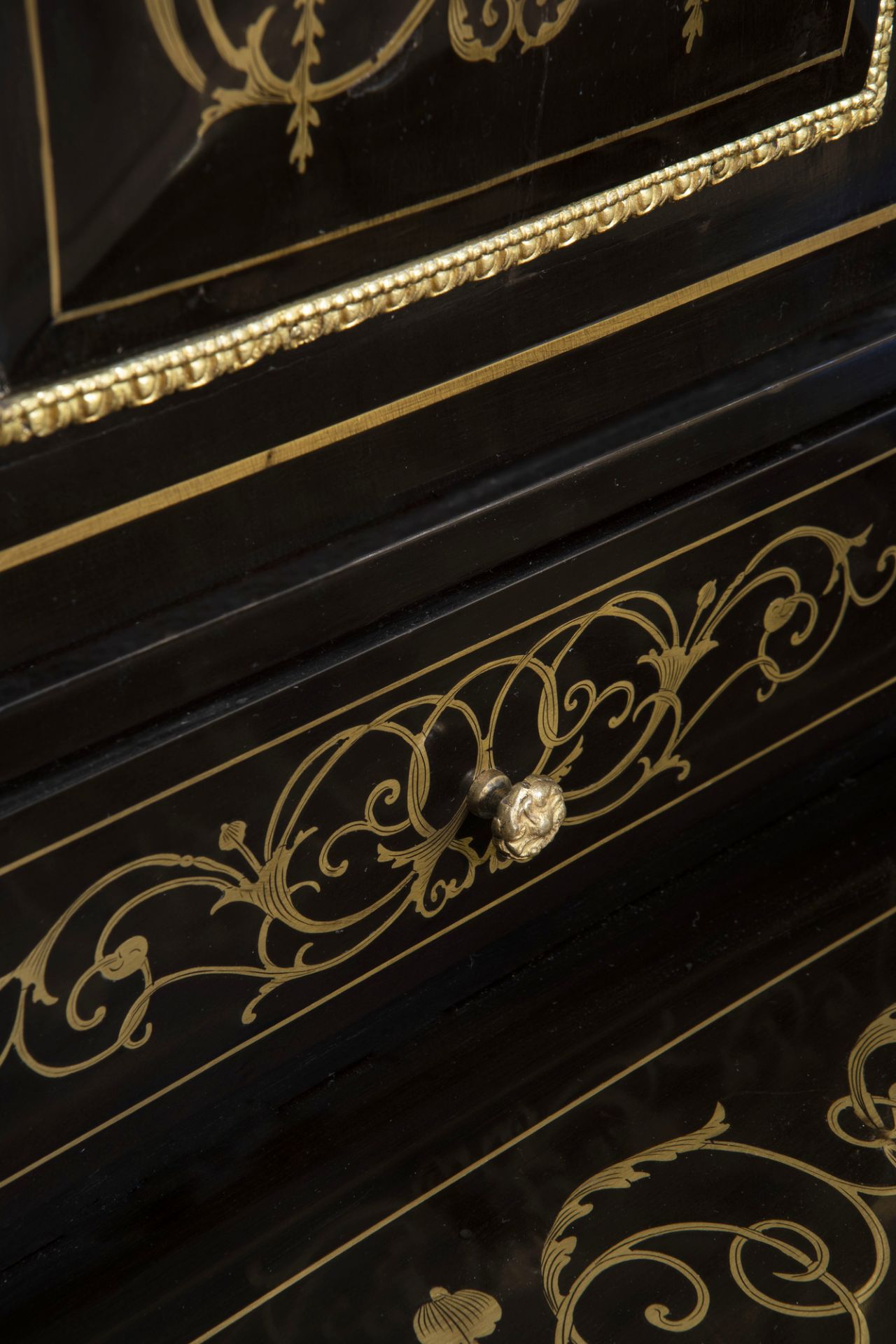A French ebonised wooden brass inlaid and gilt bronze mounted bonheur du jour, Napoleon III, 19th/20 - Image 12 of 23