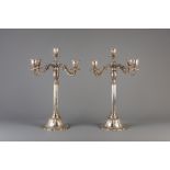 A pair of exceptional five-light silver candelabra, 800/000, 19th C.