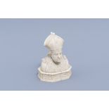 A French carved ivory bishop bust shaped reliquary, Dieppe, 19th C.