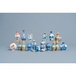 A collection of Chinese blue, white, famille rose & iron red snuff bottles and miniature vases, 20th