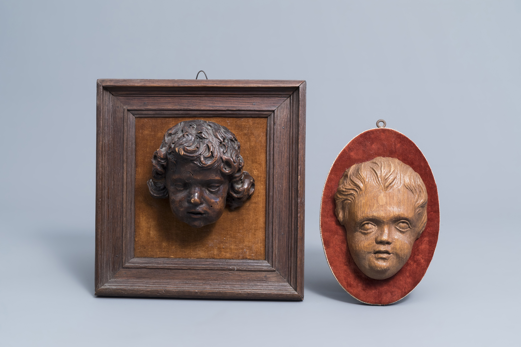 Four carved wooden putto and angel heads, Flanders, 17th C. and later - Image 8 of 13