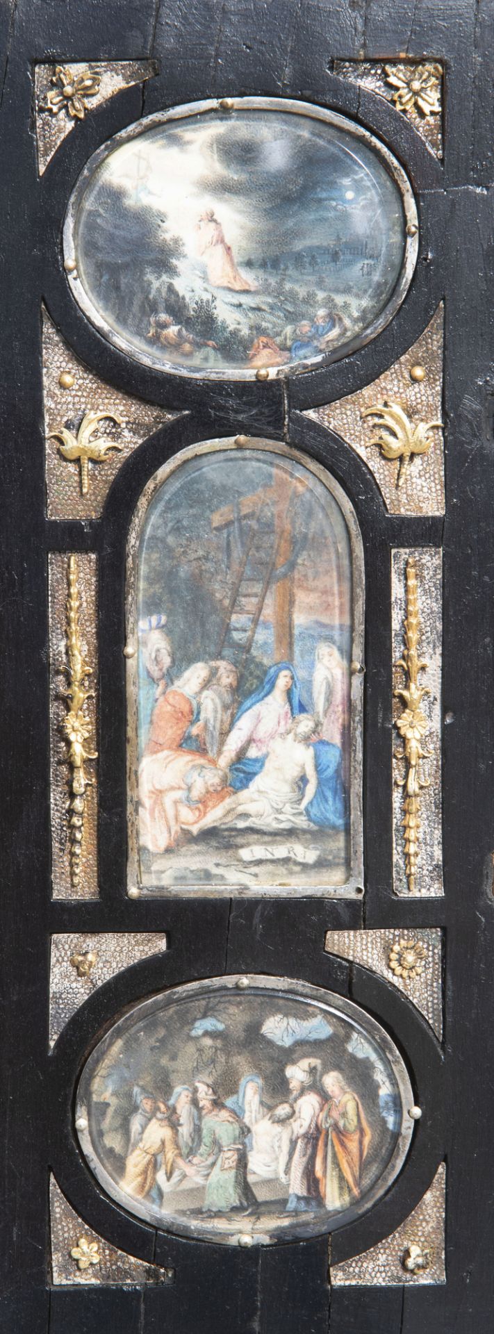 A German ebony portable house altar with gouaches depicting scenes from the life of Christ, Augsburg - Bild 15 aus 15