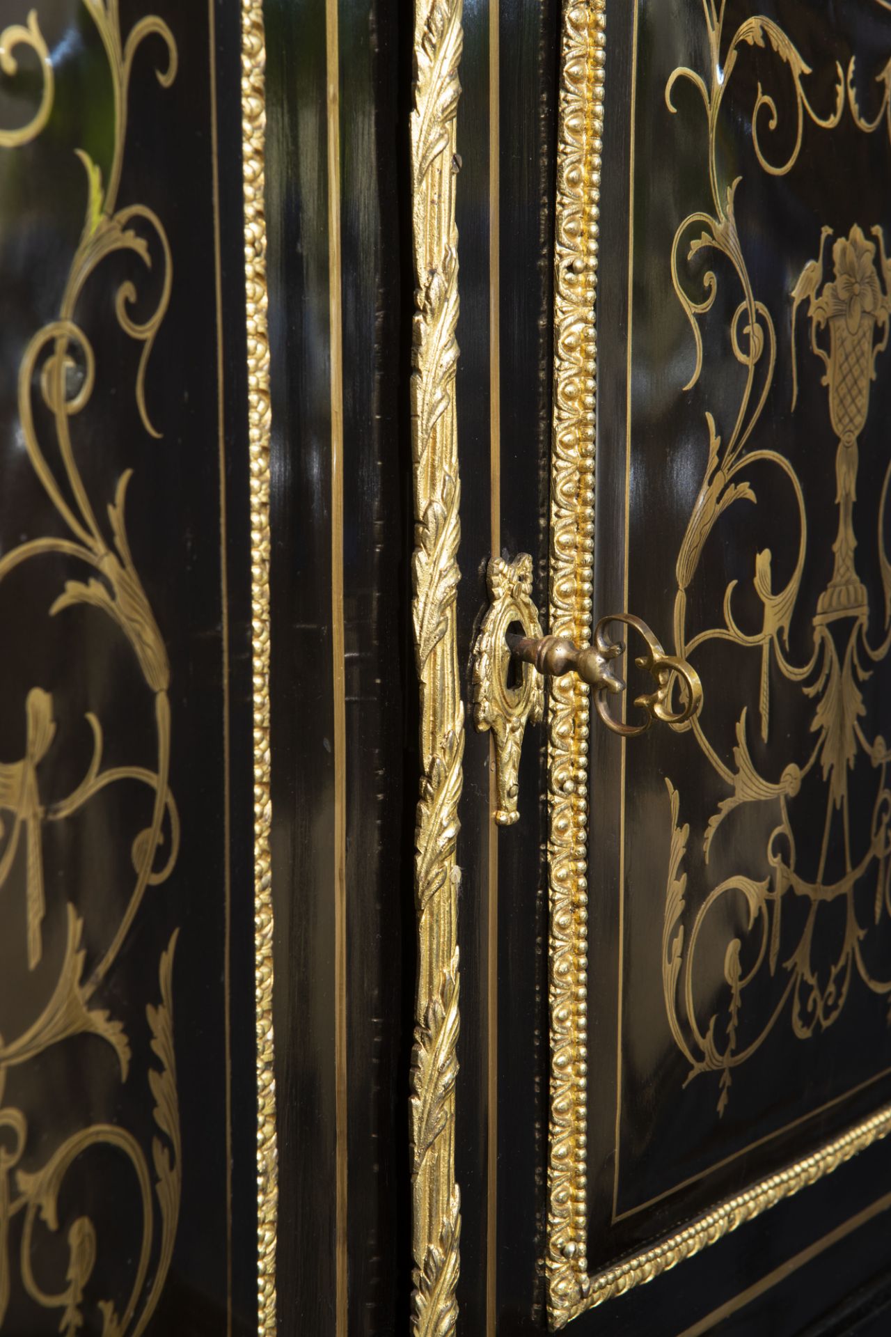 A French ebonised wooden brass inlaid and gilt bronze mounted bonheur du jour, Napoleon III, 19th/20 - Image 11 of 23