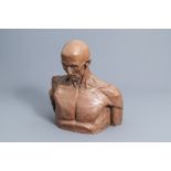 French school, in the manner of Jean Antoine Houdon (1741-1828): 'L'ecorche' (Anatomical man), patin