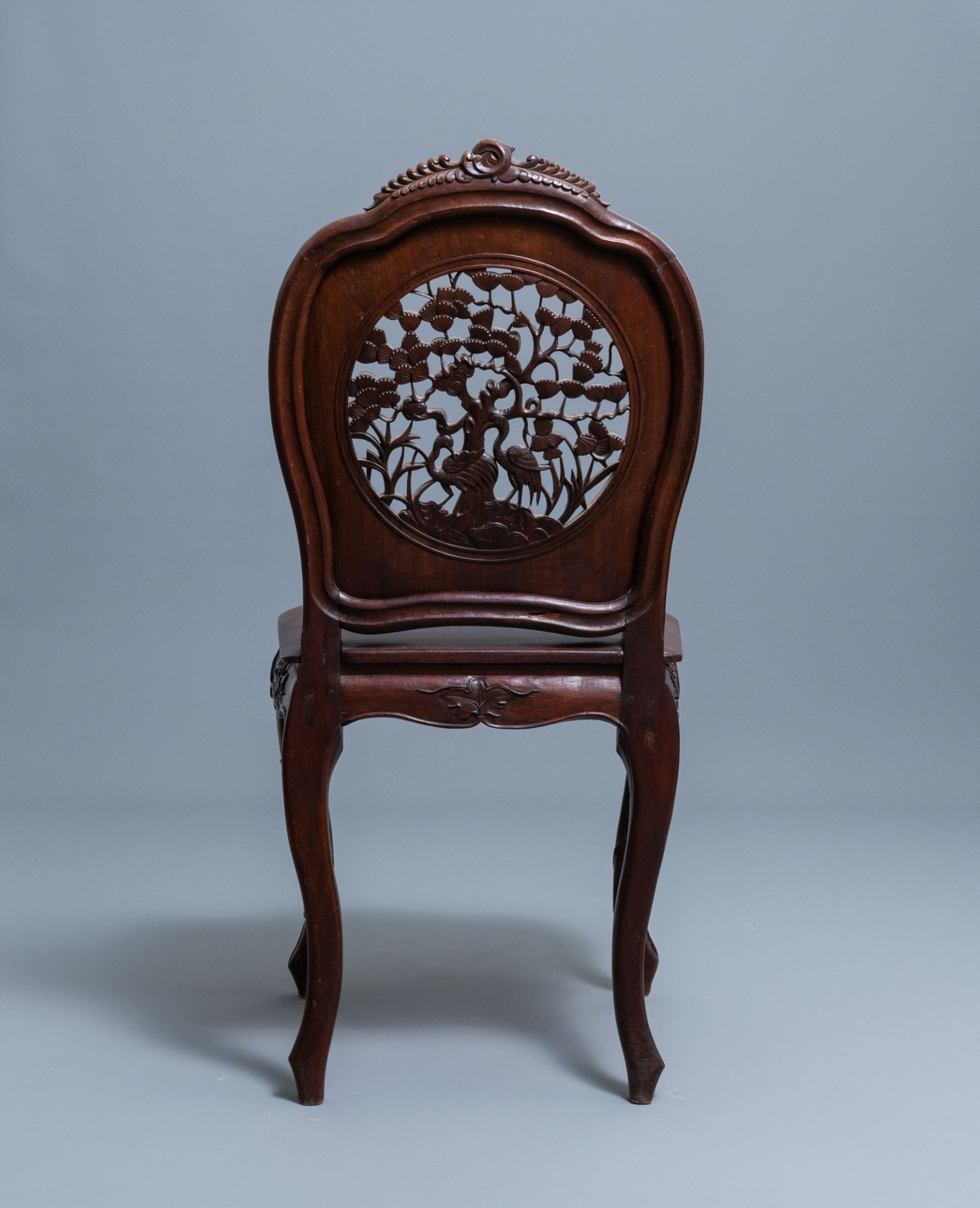 Four wooden chairs with reticulated backs, Macao or Portuguese colonial, 19th C. - Image 26 of 47