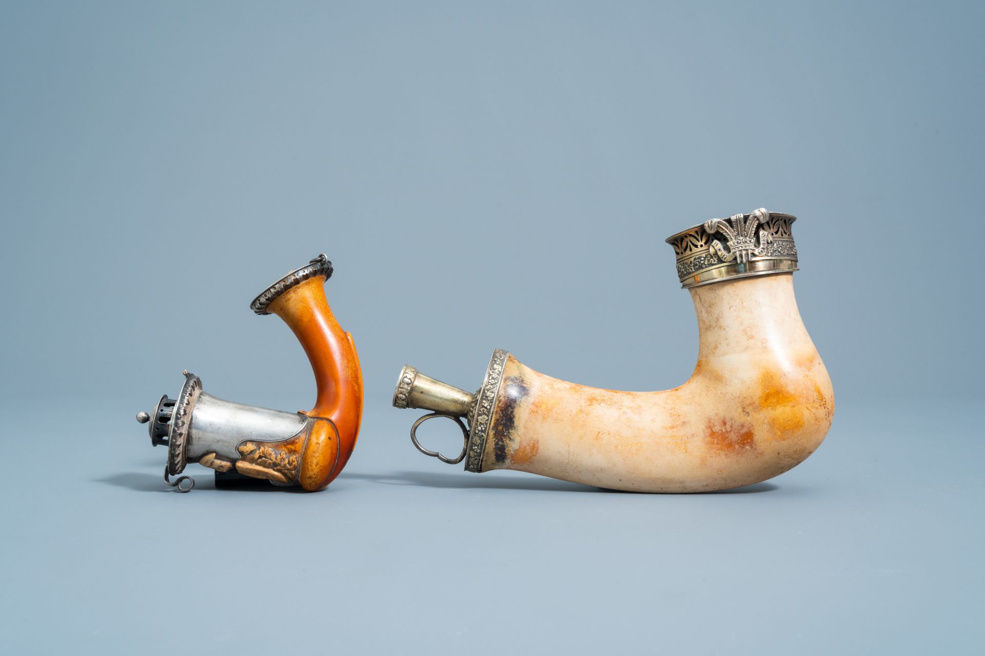 A gilt silver mounted meerschaum pipe with the 'Prince of Wales' feathers' and one with symbols of t - Image 2 of 8