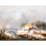 Johannes Petrus van Velzen (1816-1853): An animated winter landscape, oil on canvas