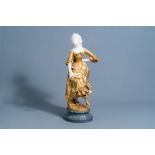 Affortunato Gory (act. 1895/1925): A dancing lady with a flower in her hand, marble and gilt bronze,