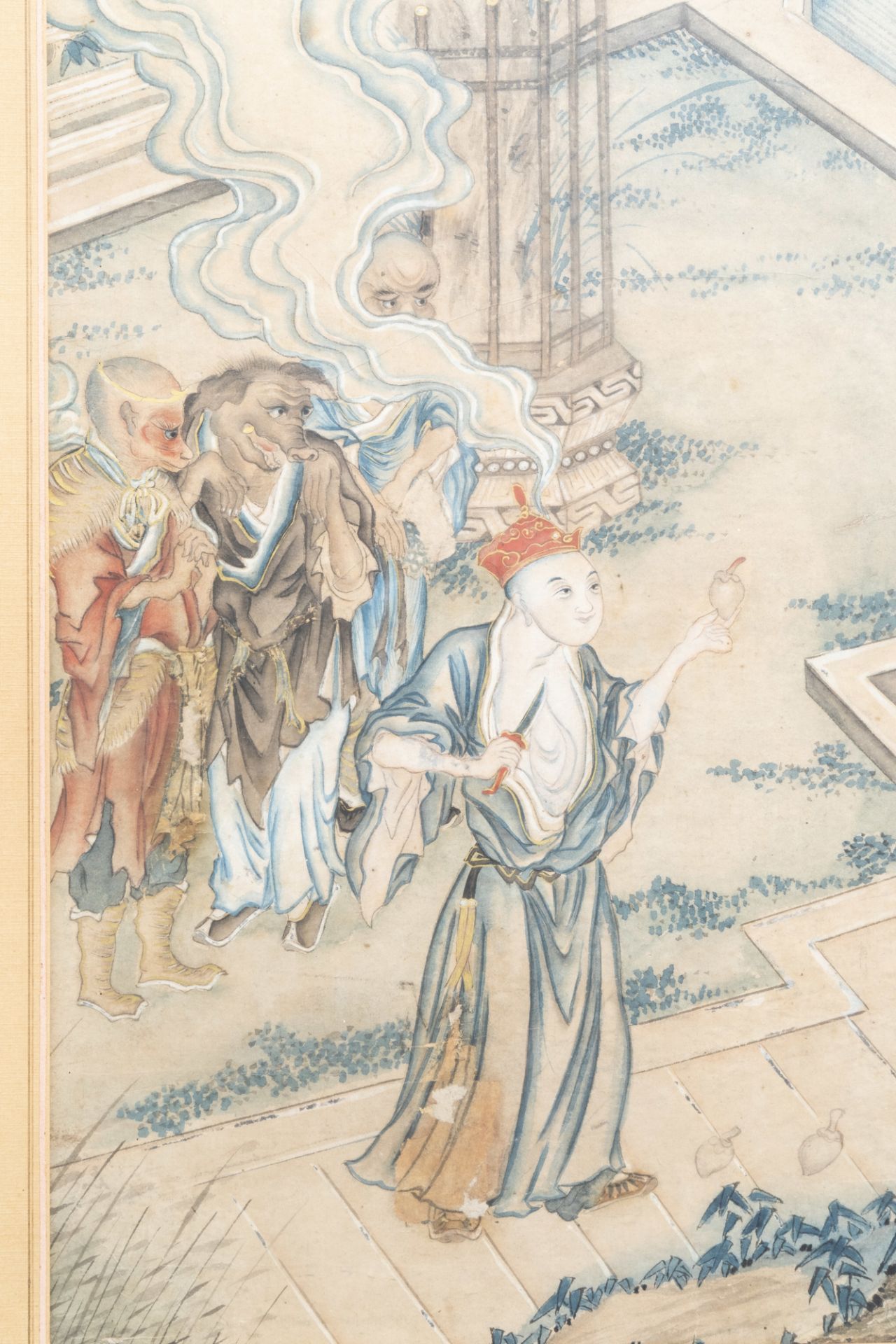 Chinese school, ink and colours on paper, 19th C.: Mythological scene - Image 5 of 5