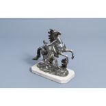 French school, after Guillaume Coustou the Elder (1677-1746): A Marly horse, silver plated bronze on
