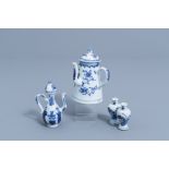 A pair of Chinese blue and white doll's house miniature vases with floral design and two various jug