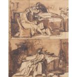 Francesco Nenci (1782-1850): Two Neoclassical compositions, mixed media on paper