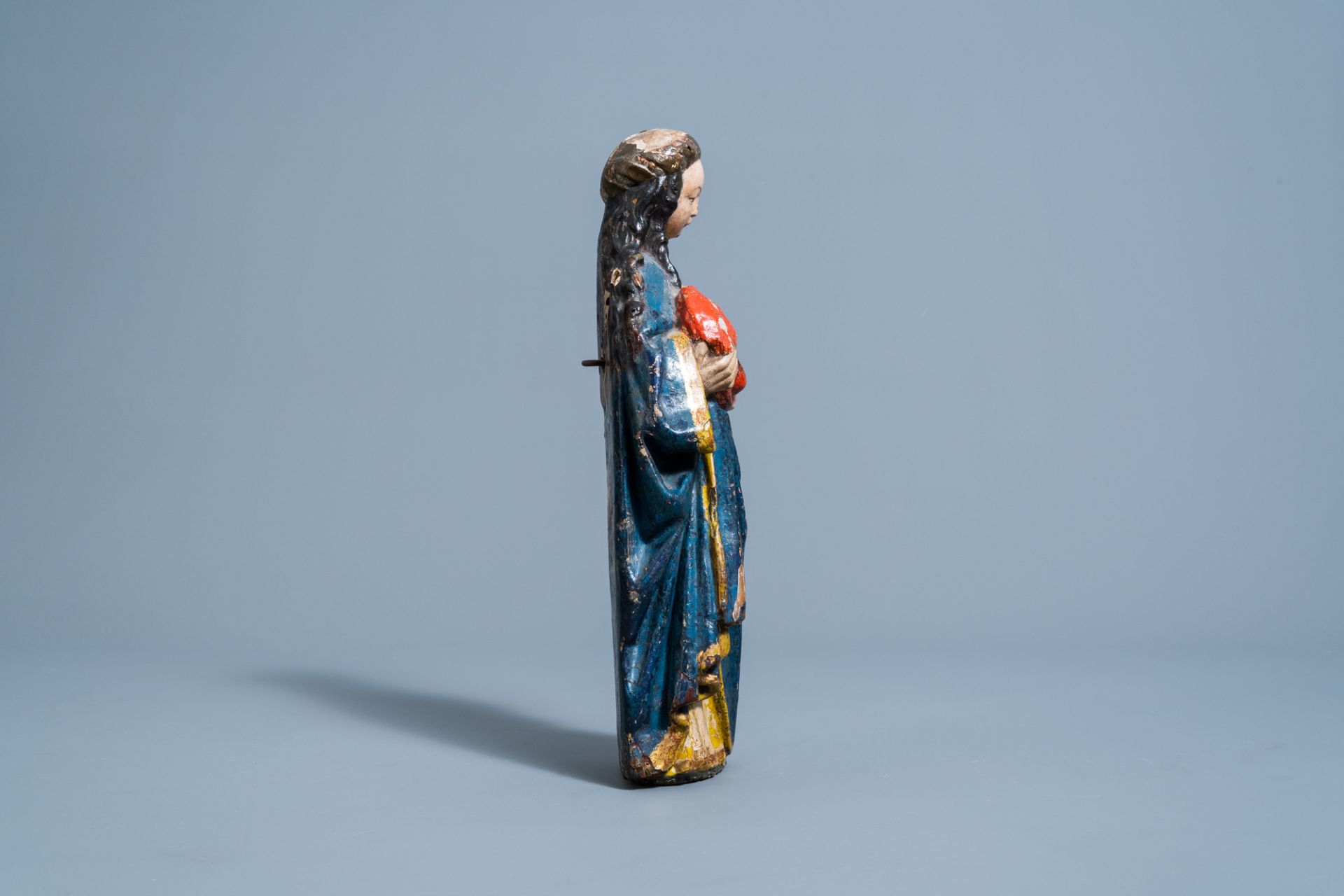 A carved and polychromed wooden Virgin and Child, Southern Netherlands, possibly Malines, 16th C. - Image 5 of 7