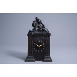 A rare German gilt and patinated bronze Lenzkirch Egyptian revival mantel clock, first quarter of th