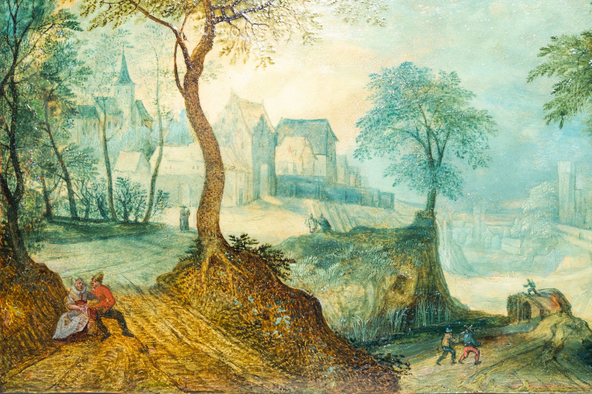 Attributed to Anton Mirou (1578-1621/1627): An animated village landscape, oil on copper - Image 5 of 9