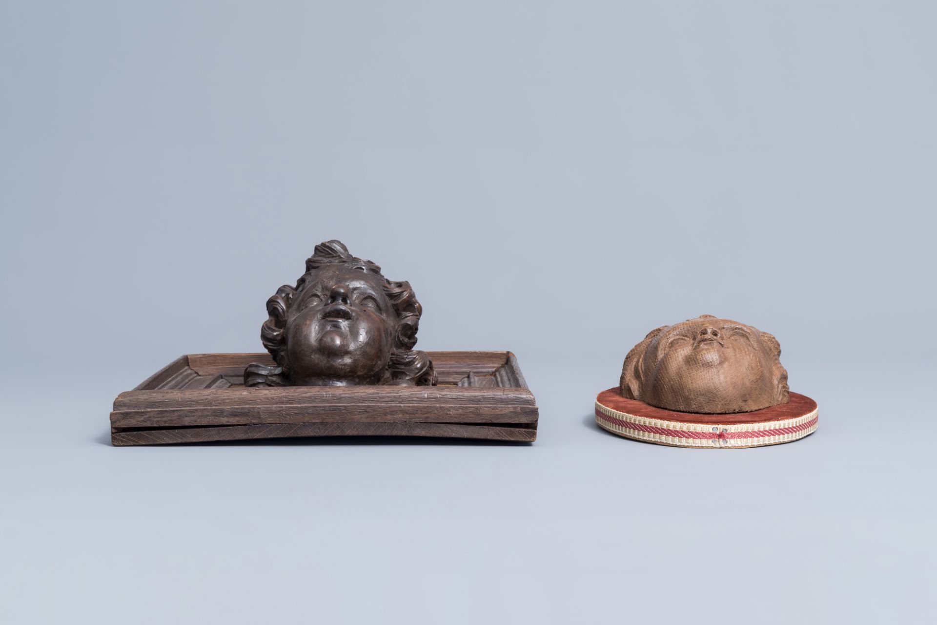 Four carved wooden putto and angel heads, Flanders, 17th C. and later - Image 13 of 13