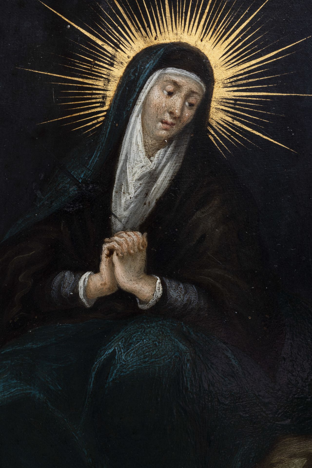 Flemish school: Mother of Sorrows, oil on copper, 17th C. - Image 4 of 4