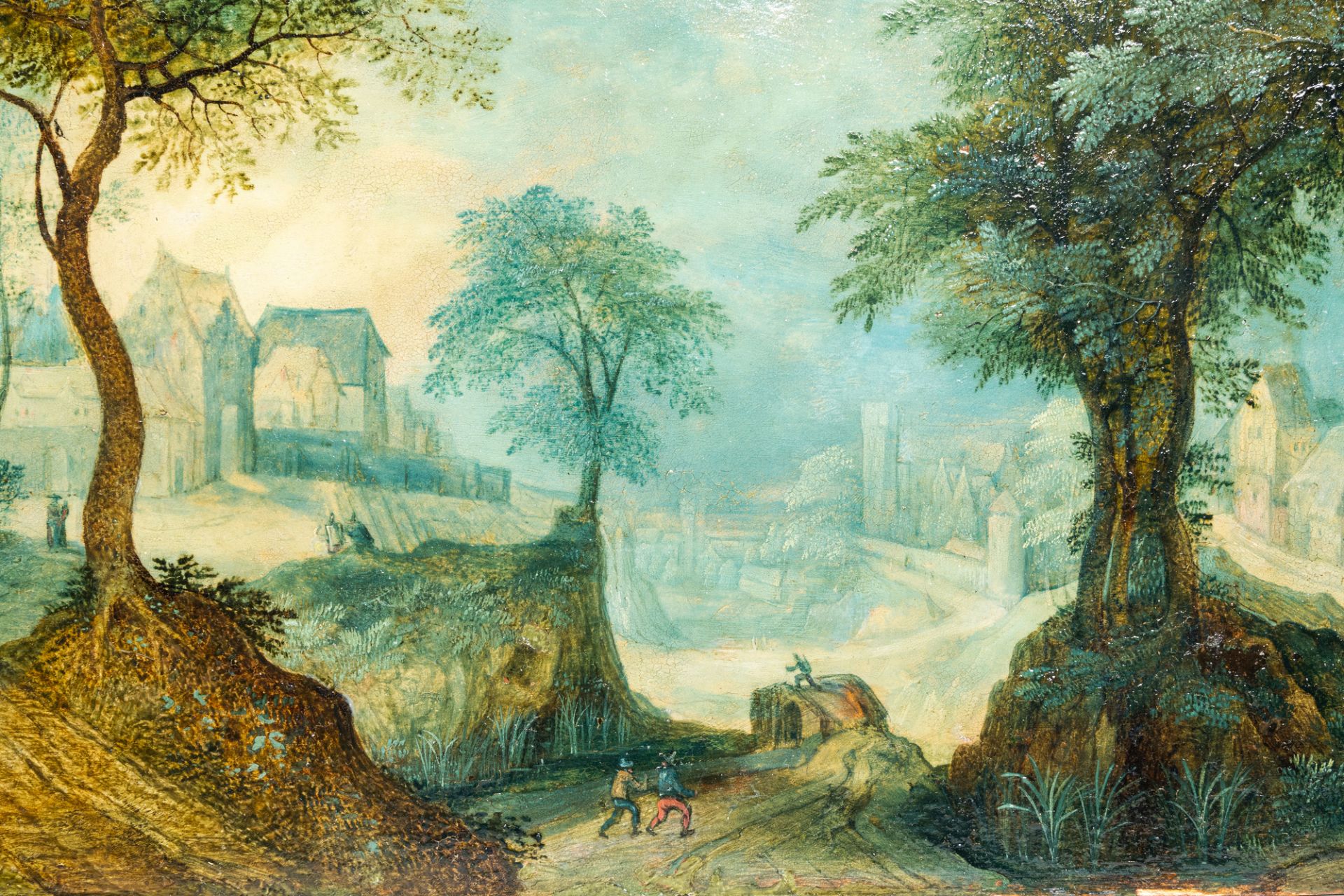 Attributed to Anton Mirou (1578-1621/1627): An animated village landscape, oil on copper - Image 7 of 9