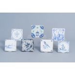 A varied and interesting collection of blue, white and polychrome tiles, various origins, 17th C. an