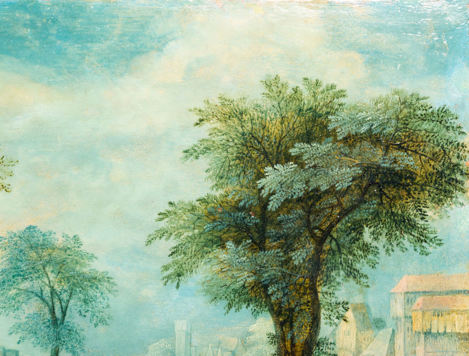 Attributed to Anton Mirou (1578-1621/1627): An animated village landscape, oil on copper - Image 8 of 9