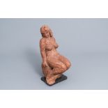Jos De Decker (1912-2000): Seated nude, terracotta on a marble base, dated 1977