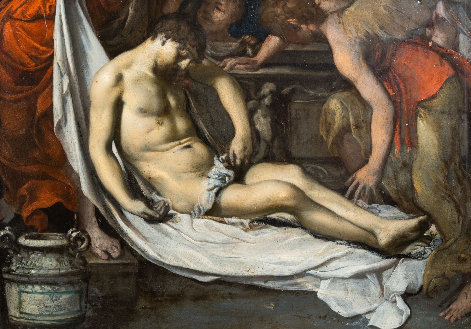 Italian or French school: The lamentation, oil on copper, 17th C. - Image 6 of 6