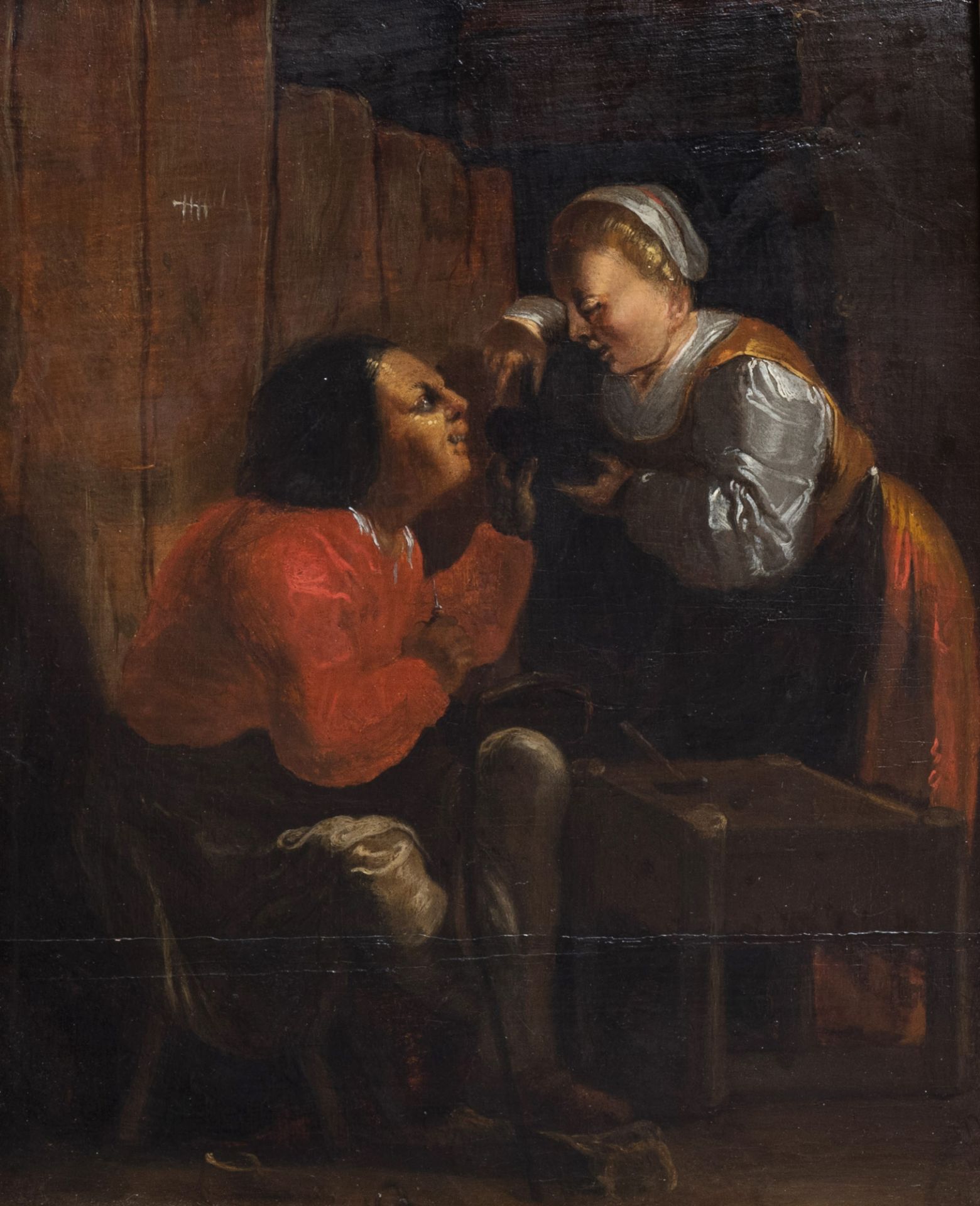 Flemish school, in the manner of Jan van der Venne (ca. 1616-1672): The shoemaker, oil on panel, 17t