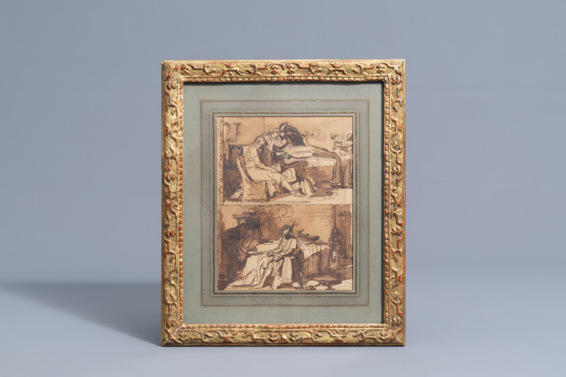 Francesco Nenci (1782-1850): Two Neoclassical compositions, mixed media on paper - Image 2 of 6