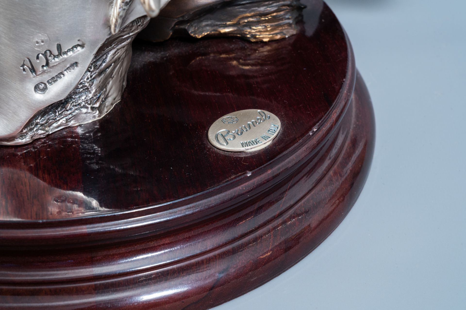 Illegibly signed: A silver plated and a patinated horse's head, Brunel, Italy, dated 1997 - Image 11 of 11