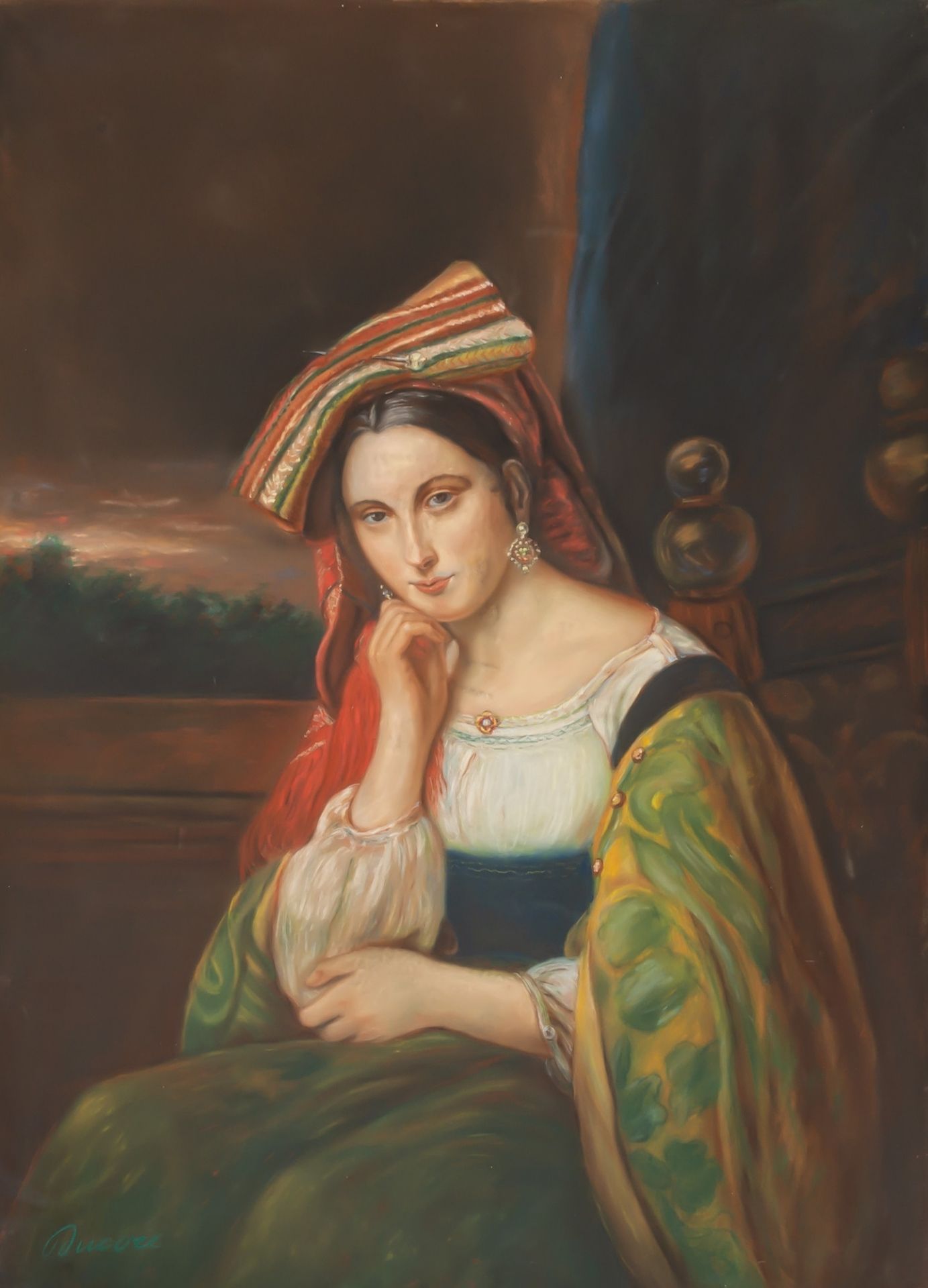 Italian school, Ducore: A portrait of an Eastern beauty, pastel on paper, 19th/20th C.
