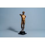 French school, after Jean Antoine Houdon (1741-1828): 'L'ecorche' (Anatomical man), patinated copper