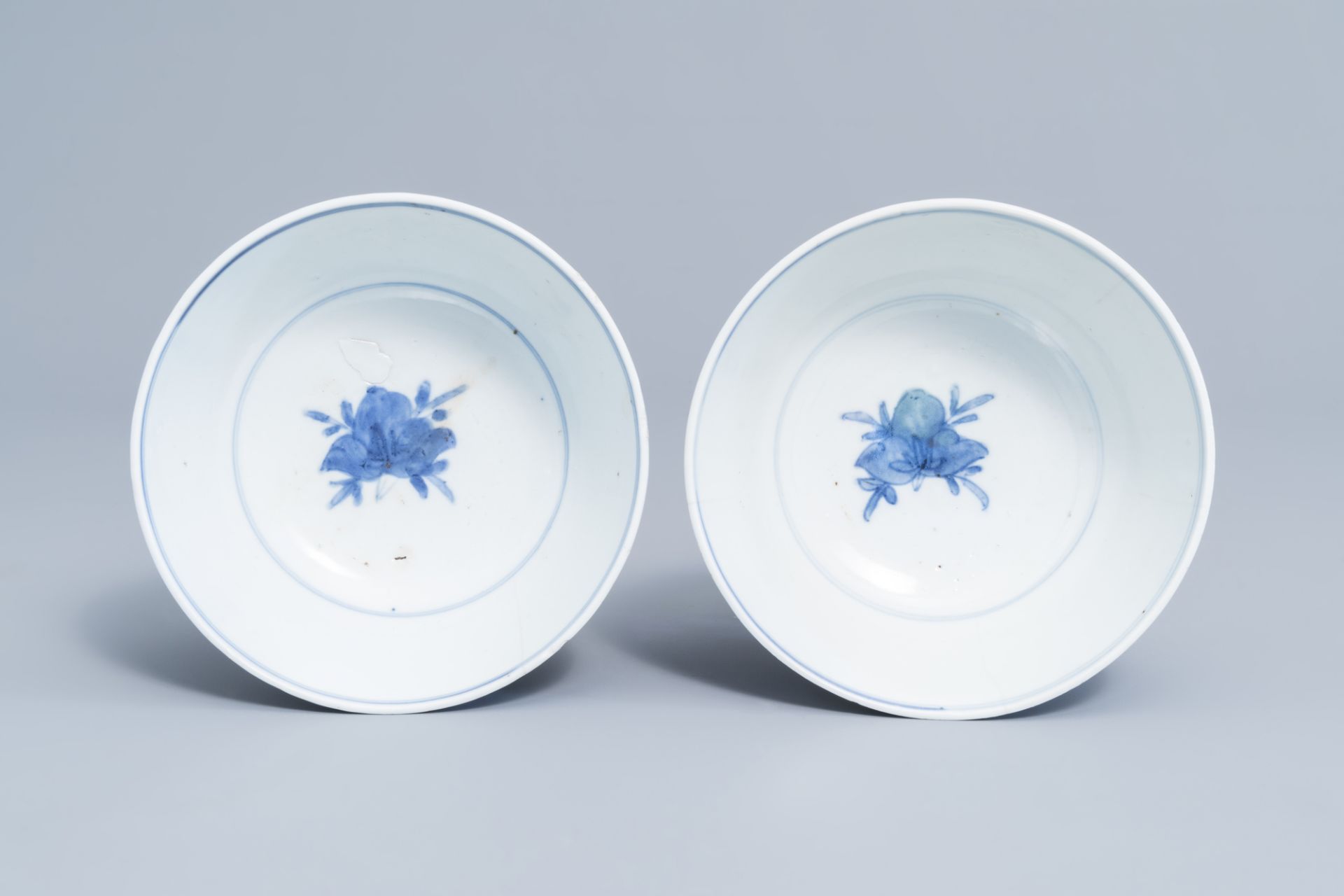 Two Chinese blue and white bowls with cranes and peaches, Ming - Image 6 of 7