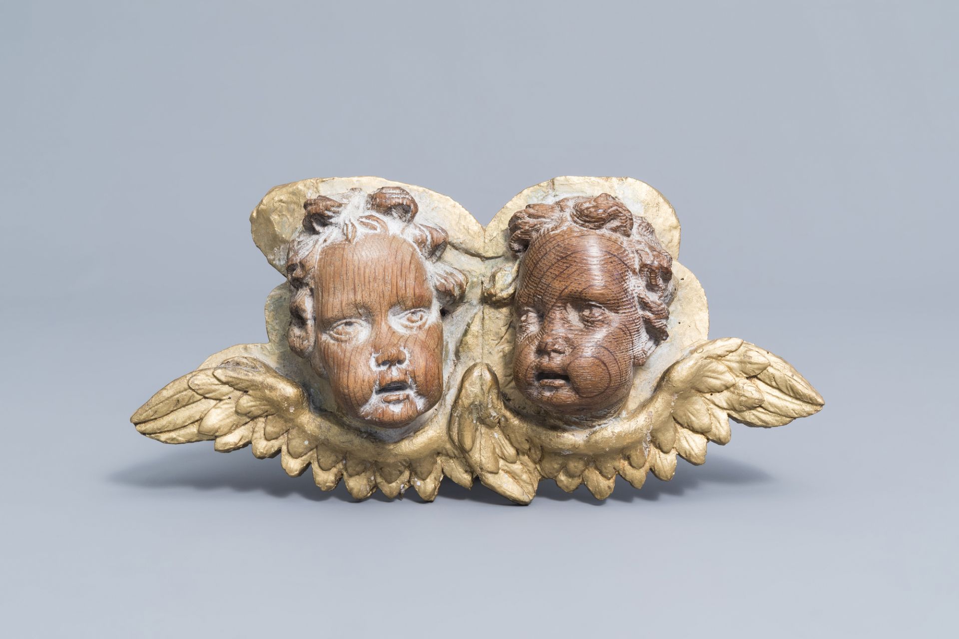 Four carved wooden putto and angel heads, Flanders, 17th C. and later - Image 2 of 13