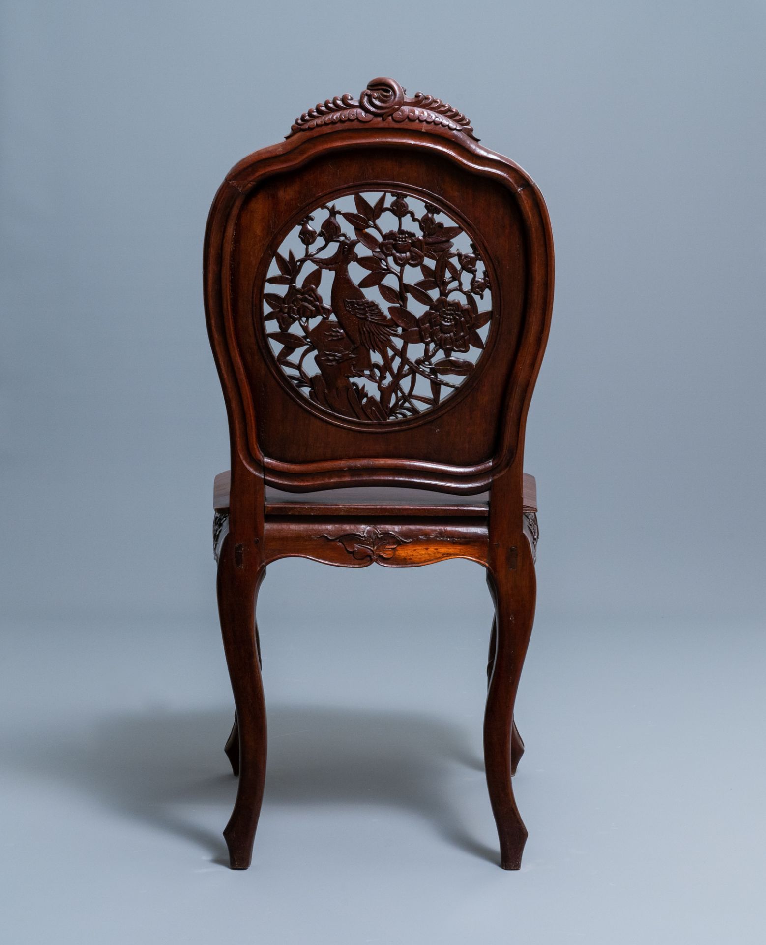 Four wooden chairs with reticulated backs, Macao or Portuguese colonial, 19th C. - Image 8 of 47