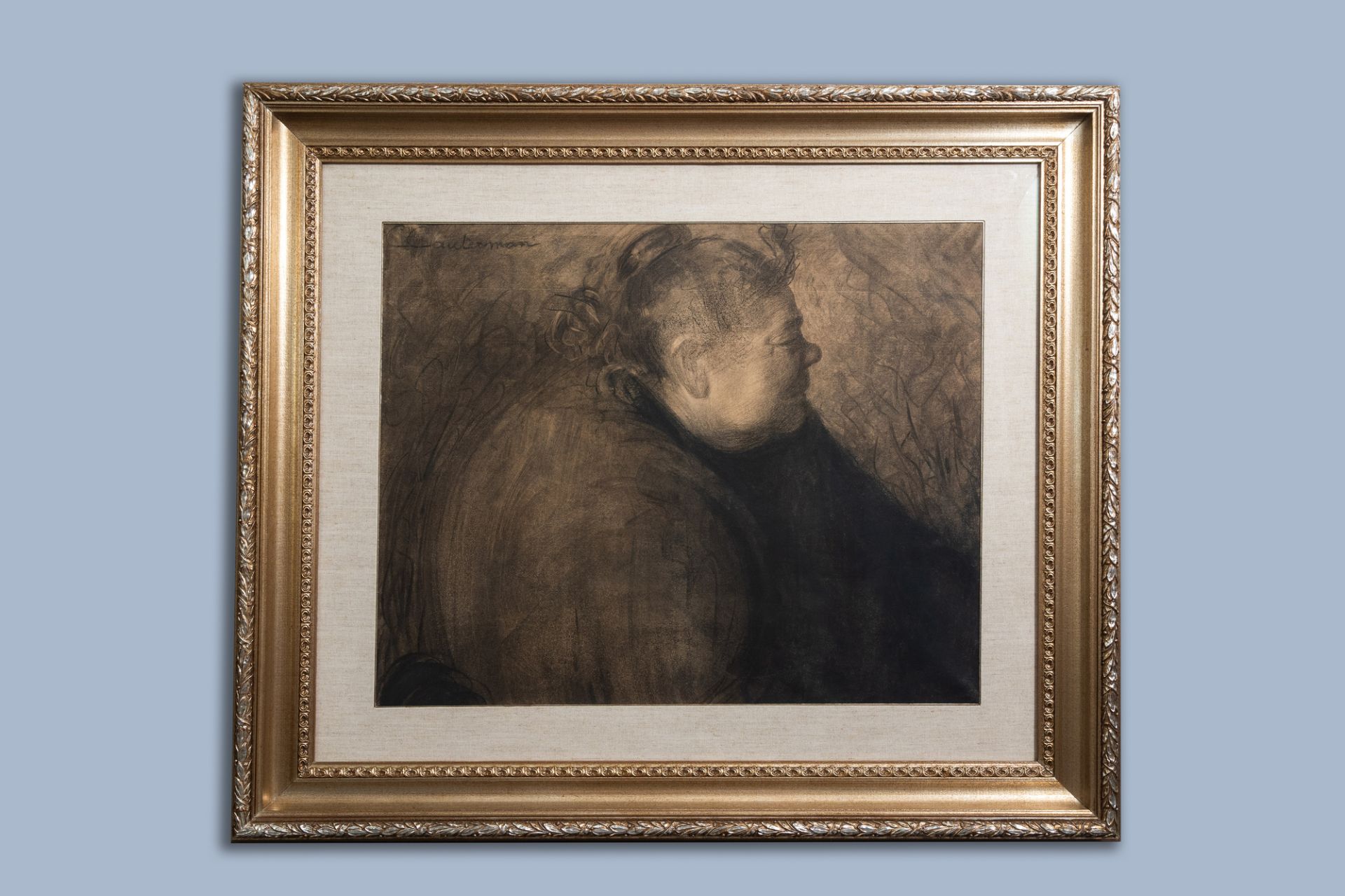 Cecile Cauterman (1882-1957): A folk figure, charcoal on paper - Bild 2 aus 4