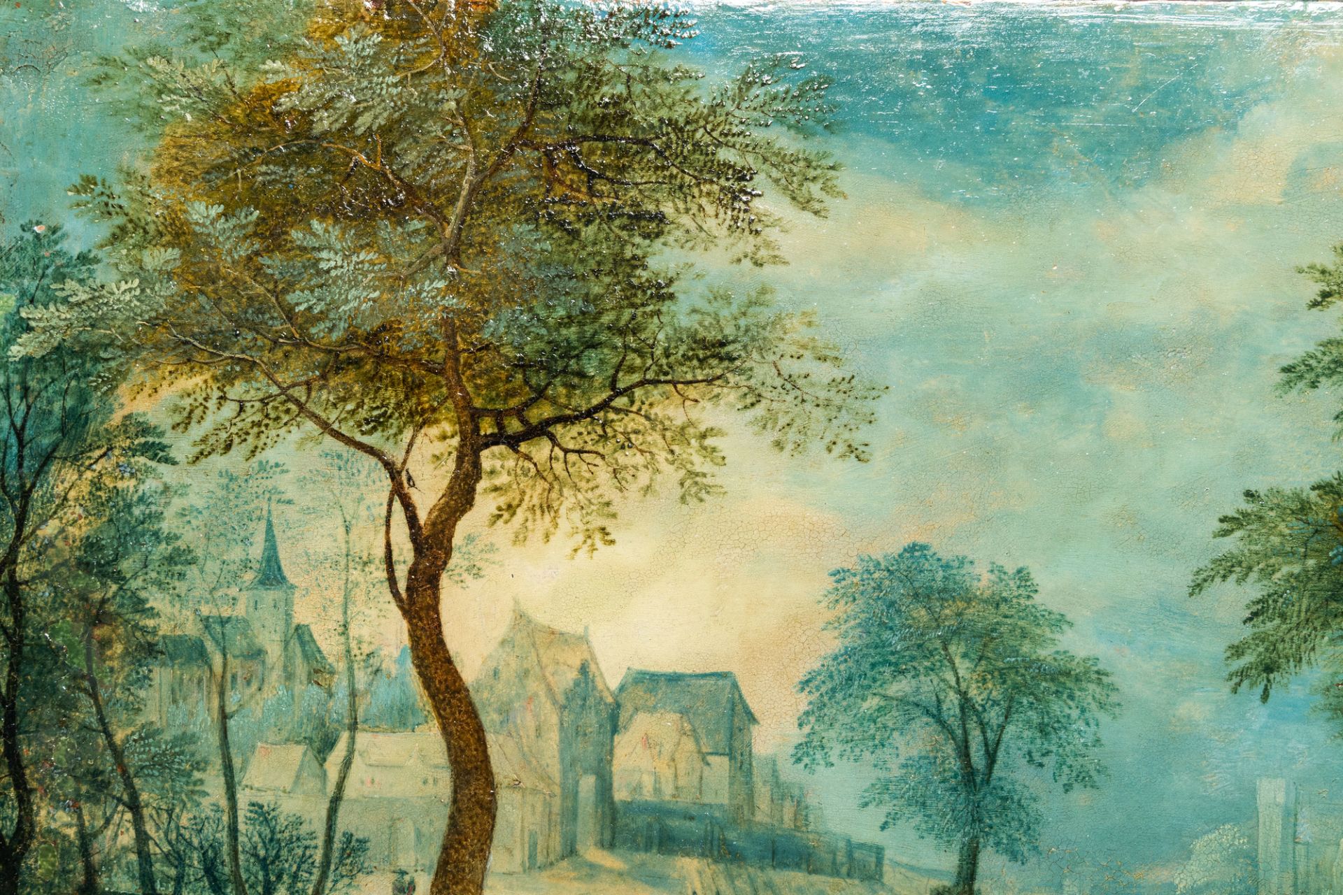 Attributed to Anton Mirou (1578-1621/1627): An animated village landscape, oil on copper - Image 4 of 9