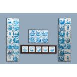 39 various Dutch Delft blue and white tiles, 17th C. and later