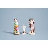 Two Russian polychrome decorated porcelain Popov figures and an erotic figure, most probably Sabanin