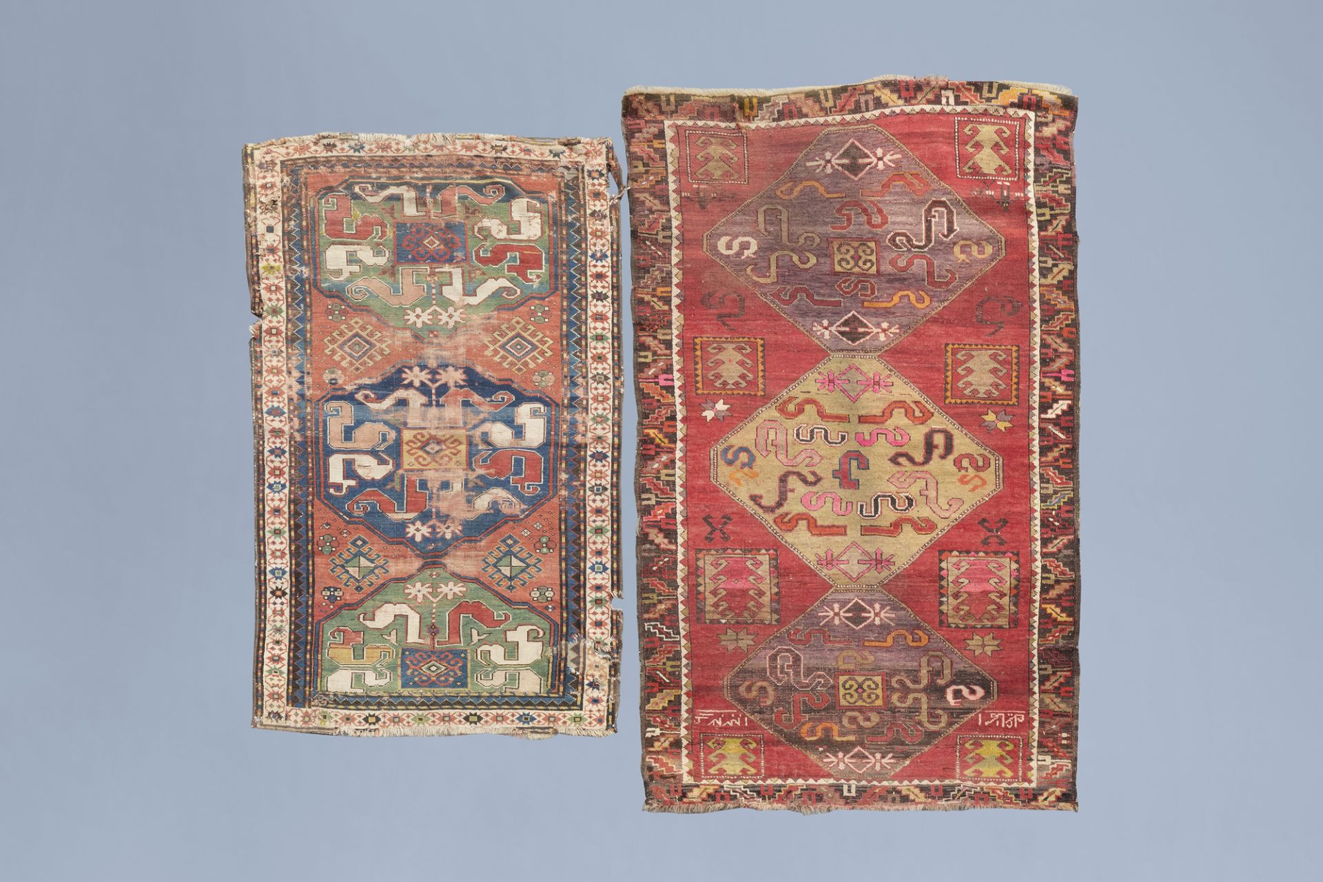 Two Caucasian cloudband 'Chondzoresk Kazak' rugs, wool on cotton, second half of the 19th C.