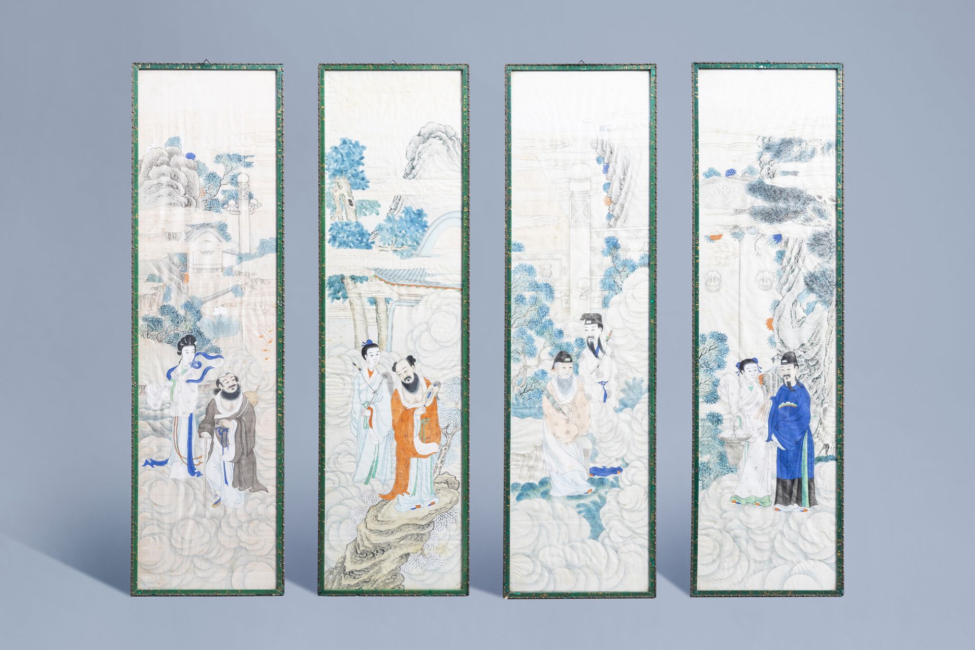 Chinese school, ink and colours on silk, 19th/20th C.: Four works depicting Immortals - Image 2 of 12