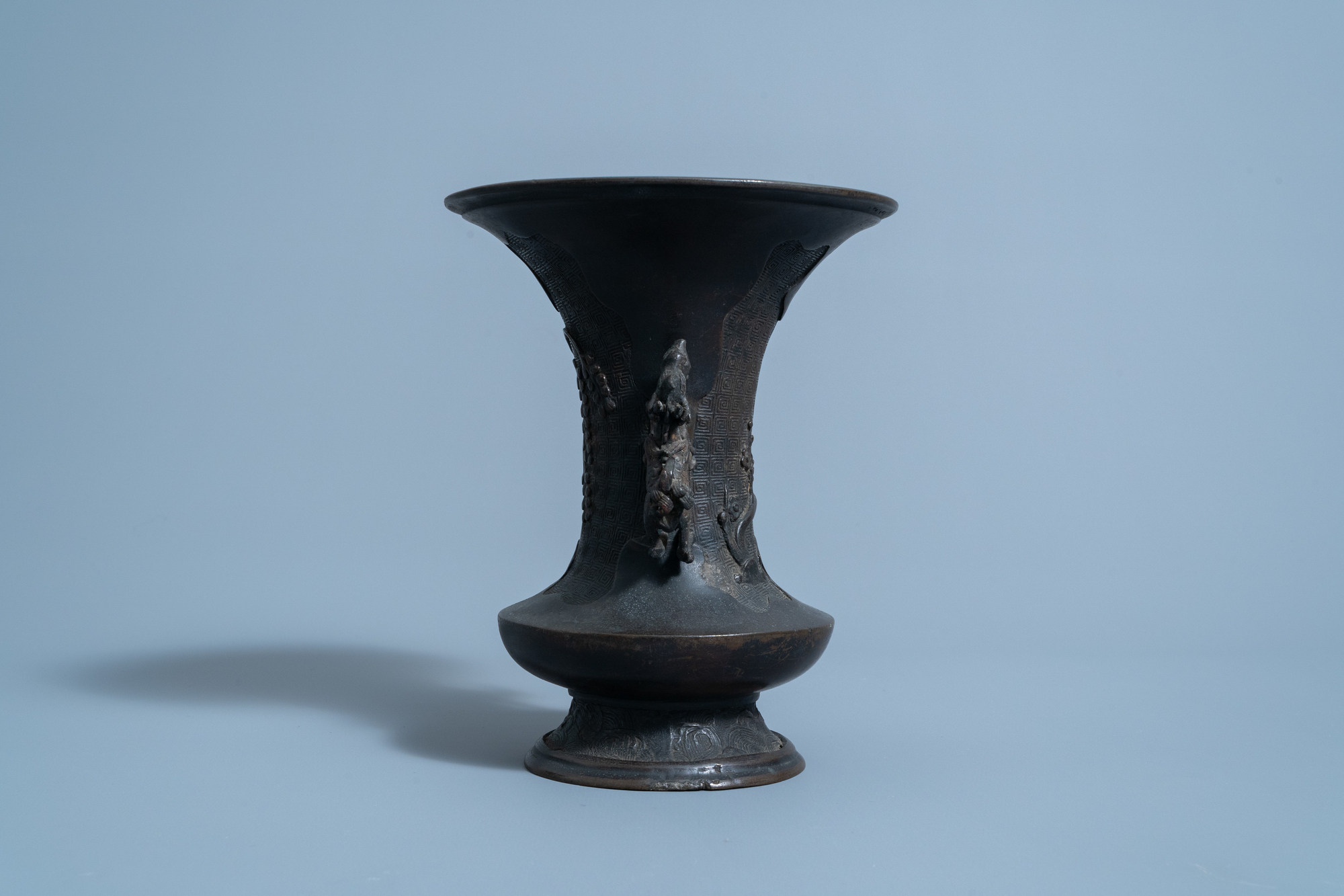 A Japanese bronze vase with 'kirin' handles, Edo, 17th C. - Image 2 of 4