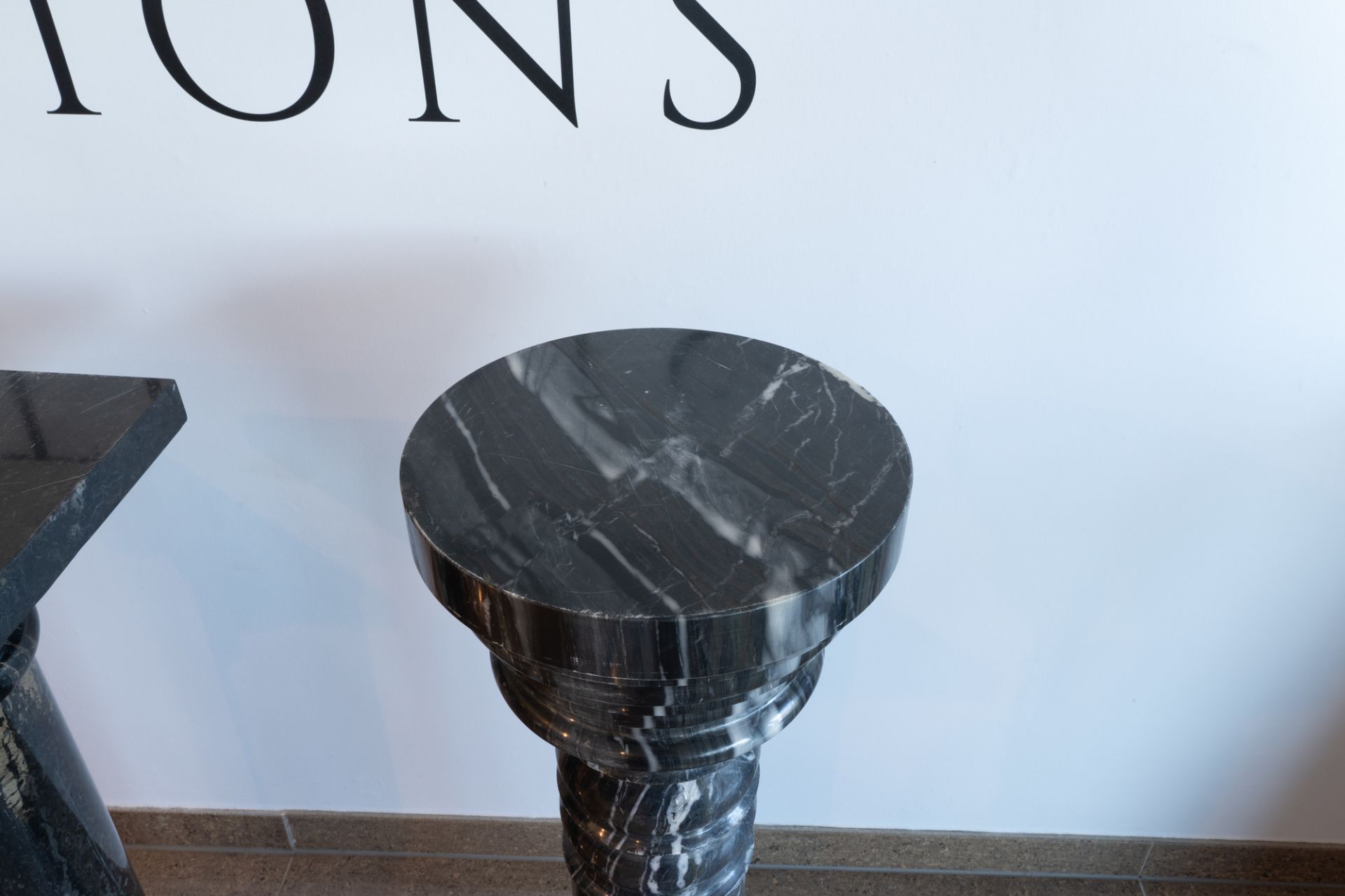 Three grey and black marble pedestals, 20th C. - Image 5 of 5